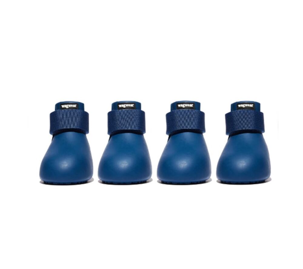 WAGWELLIES Rubber Dog Boots Navy 4 PCS Set Slip On 30-50 lbs NIB